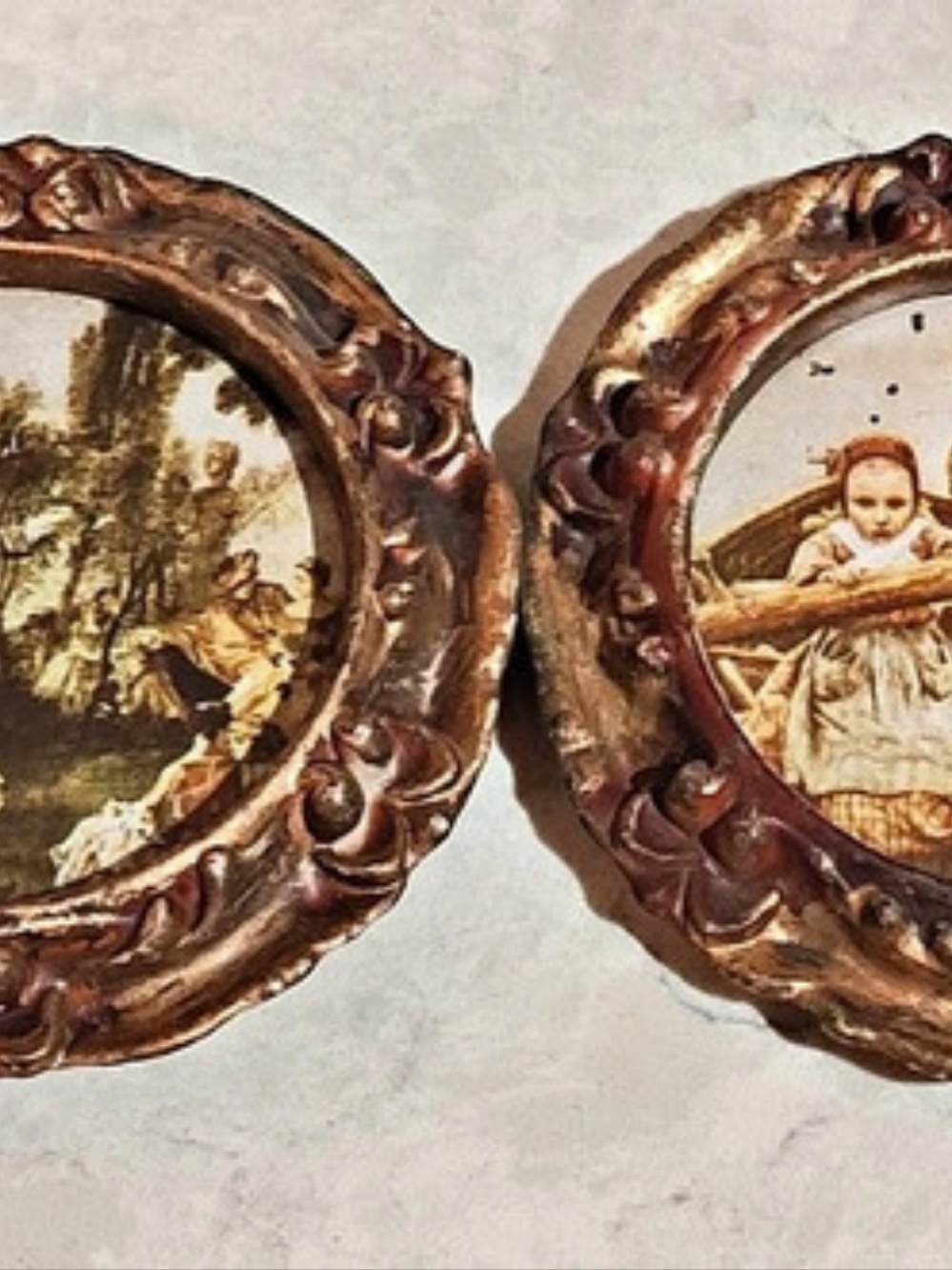 The Helping Hand Vintage Framed Plaque Set Brown Gold